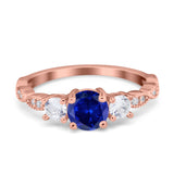 Art Deco Vintage Engagement Ring Round Simulated Cubic Zirconia 925 Sterling Silver