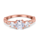 Art Deco Vintage Engagement Ring Round Simulated Cubic Zirconia 925 Sterling Silver