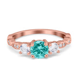 Art Deco Vintage Engagement Ring Round Simulated Cubic Zirconia 925 Sterling Silver