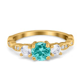 Art Deco Vintage Engagement Ring Round Simulated Cubic Zirconia 925 Sterling Silver