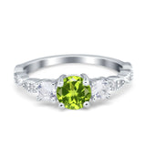 Art Deco Vintage Engagement Ring Round Simulated Cubic Zirconia 925 Sterling Silver