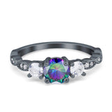 Art Deco Vintage Engagement Ring Round Simulated Cubic Zirconia 925 Sterling Silver