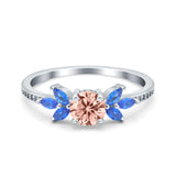 Marquise Wedding Ring Blue Sapphire Simulated Cubic Zirconia 925 Sterling Silver