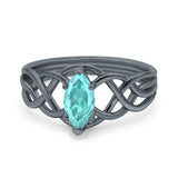 Art Deco Crisscross Wedding Ring Marquise Simulated Cubic Zirconia 925 Sterling Silver