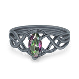 Art Deco Crisscross Wedding Ring Marquise Simulated Cubic Zirconia 925 Sterling Silver