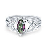 Art Deco Crisscross Wedding Ring Marquise Simulated Cubic Zirconia 925 Sterling Silver