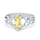 Art Deco Crisscross Wedding Ring Marquise Simulated Cubic Zirconia 925 Sterling Silver