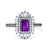 Emerald Cut Vintage Wedding Ring Simulated Cubic Zirconia 925 Sterling Silver