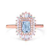 Emerald Cut Vintage Wedding Ring Simulated Cubic Zirconia 925 Sterling Silver