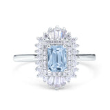 Emerald Cut Vintage Wedding Ring Simulated Cubic Zirconia 925 Sterling Silver