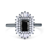 Emerald Cut Vintage Wedding Ring Simulated Cubic Zirconia 925 Sterling Silver