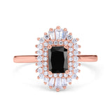 Emerald Cut Vintage Wedding Ring Simulated Cubic Zirconia 925 Sterling Silver