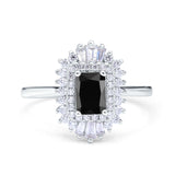 Emerald Cut Vintage Wedding Ring Simulated Cubic Zirconia 925 Sterling Silver