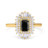 Emerald Cut Vintage Wedding Ring Simulated Cubic Zirconia 925 Sterling Silver