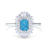 Emerald Cut Vintage Wedding Ring Simulated Cubic Zirconia 925 Sterling Silver