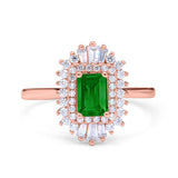 Emerald Cut Vintage Wedding Ring Simulated Cubic Zirconia 925 Sterling Silver