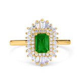 Emerald Cut Vintage Wedding Ring Simulated Cubic Zirconia 925 Sterling Silver