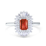 Emerald Cut Vintage Wedding Ring Simulated Cubic Zirconia 925 Sterling Silver