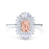 Emerald Cut Vintage Wedding Ring Simulated Cubic Zirconia 925 Sterling Silver