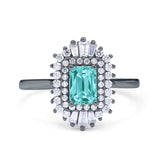 Emerald Cut Vintage Wedding Ring Simulated Cubic Zirconia 925 Sterling Silver