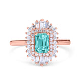 Emerald Cut Vintage Wedding Ring Simulated Cubic Zirconia 925 Sterling Silver