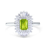 Emerald Cut Vintage Wedding Ring Simulated Cubic Zirconia 925 Sterling Silver