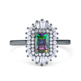 Emerald Cut Vintage Wedding Ring Simulated Cubic Zirconia 925 Sterling Silver