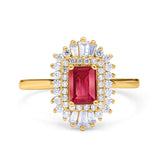 Emerald Cut Vintage Wedding Ring Simulated Cubic Zirconia 925 Sterling Silver