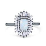 Emerald Cut Vintage Wedding Ring Simulated Cubic Zirconia 925 Sterling Silver