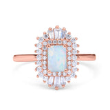 Emerald Cut Vintage Wedding Ring Simulated Cubic Zirconia 925 Sterling Silver