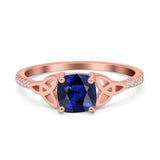 Cushion Cut Celtic Art Deco Wedding Engagement Bridal Ring Round Simulated Cubic Zirconia 925 Sterling Silver