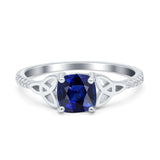 Cushion Cut Celtic Art Deco Wedding Engagement Bridal Ring Round Simulated Cubic Zirconia 925 Sterling Silver