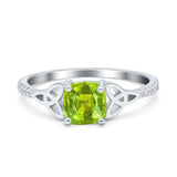 Cushion Cut Celtic Art Deco Wedding Engagement Bridal Ring Round Simulated Cubic Zirconia 925 Sterling Silver