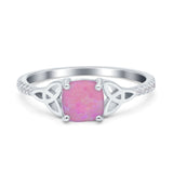 Cushion Cut Celtic Art Deco Wedding Engagement Bridal Ring Round Simulated Cubic Zirconia 925 Sterling Silver