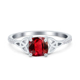 Cushion Cut Celtic Art Deco Wedding Engagement Bridal Ring Round Simulated Cubic Zirconia 925 Sterling Silver