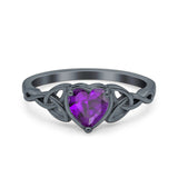 Heart Celtic Wedding Promise Ring Simulated Cubic Zirconia 925 Sterling Silver