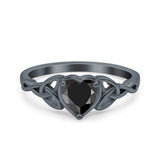 Heart Celtic Wedding Promise Ring Simulated Cubic Zirconia 925 Sterling Silver