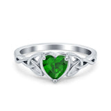 Heart Celtic Wedding Promise Ring Simulated Cubic Zirconia 925 Sterling Silver