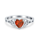 Heart Celtic Wedding Promise Ring Simulated Cubic Zirconia 925 Sterling Silver