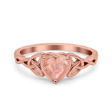 Heart Celtic Wedding Promise Ring Simulated Cubic Zirconia 925 Sterling Silver