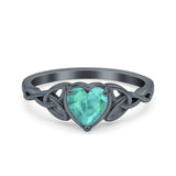 Heart Celtic Wedding Promise Ring Simulated Cubic Zirconia 925 Sterling Silver