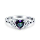 Heart Celtic Wedding Promise Ring Simulated Cubic Zirconia 925 Sterling Silver