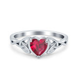 Heart Celtic Wedding Promise Ring Simulated Cubic Zirconia 925 Sterling Silver