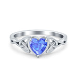 Heart Celtic Wedding Promise Ring Simulated Cubic Zirconia 925 Sterling Silver