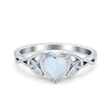 Heart Celtic Wedding Promise Ring Simulated Cubic Zirconia 925 Sterling Silver