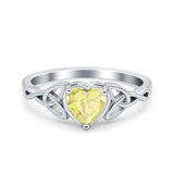 Heart Celtic Wedding Promise Ring Simulated Cubic Zirconia 925 Sterling Silver