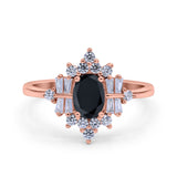Oval Cut Halo Vintage Wedding Ring Simulated Cubic Zirconia 925 Sterling Silver