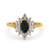 Oval Cut Halo Vintage Wedding Ring Simulated Cubic Zirconia 925 Sterling Silver