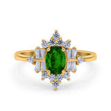 Oval Cut Halo Vintage Wedding Ring Simulated Cubic Zirconia 925 Sterling Silver