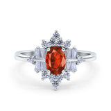 Oval Cut Halo Vintage Wedding Ring Simulated Cubic Zirconia 925 Sterling Silver